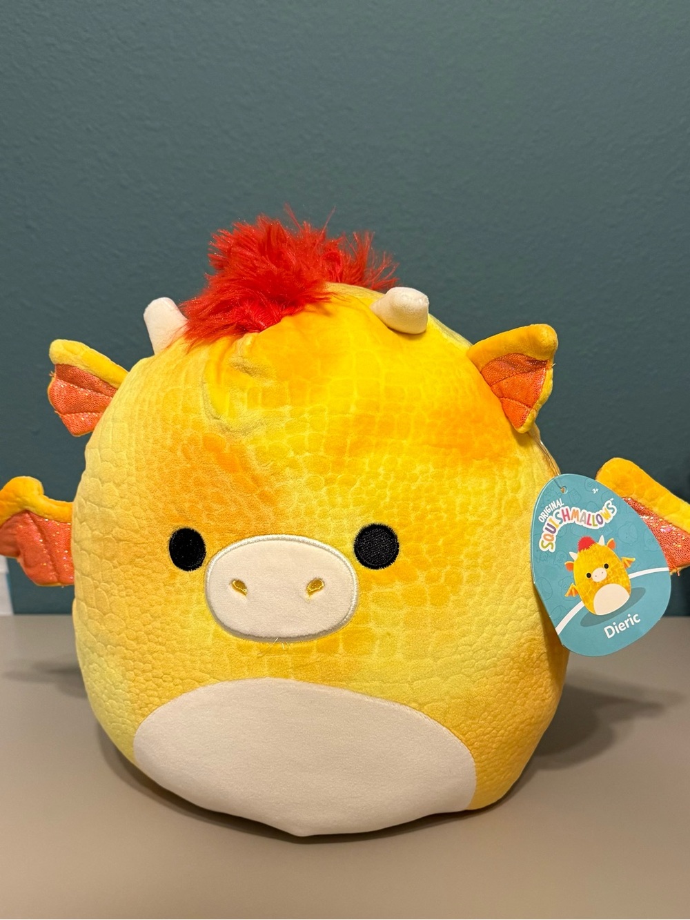 Squishmallows 16 inch Dieric Yellow Dragon with Orange Mane - NEW with tag Large